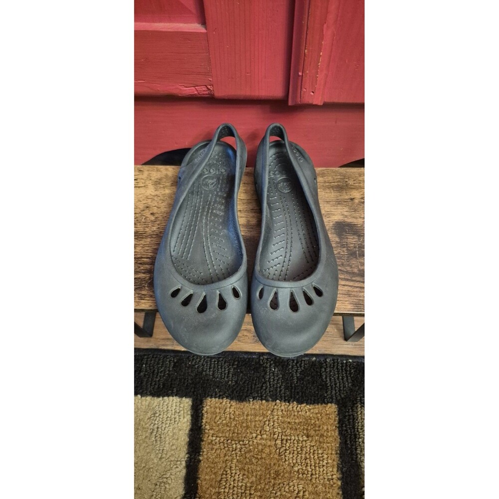Crocs Size 7 Kadee Women's Flat Black (11215) Water Shoes Comfort Strap EUC - Picture 4 of 6